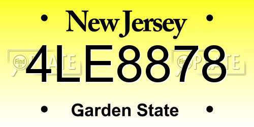 4LE8878 New Jersey License Plate
