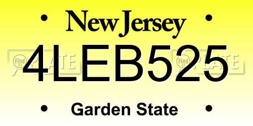 4LEB525 New Jersey License Plate