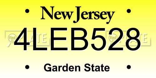 4LEB528 New Jersey License Plate