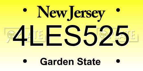4LES525 New Jersey License Plate