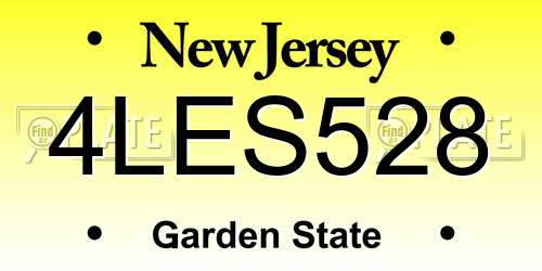 4LES528 New Jersey License Plate