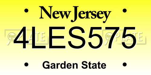4LES575 New Jersey License Plate