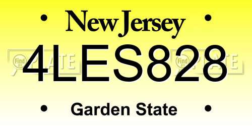 4LES828 New Jersey License Plate