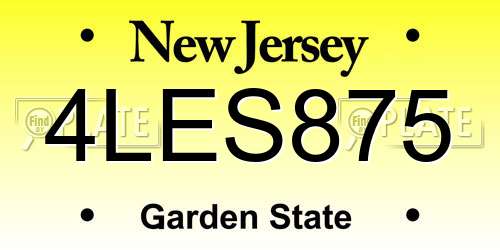 4LES875 New Jersey License Plate