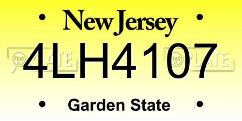 4LH4107 New Jersey License Plate