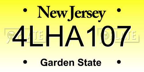 4LHA107 New Jersey License Plate