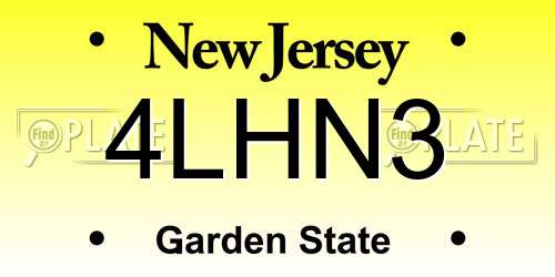 4LHN3 New Jersey License Plate