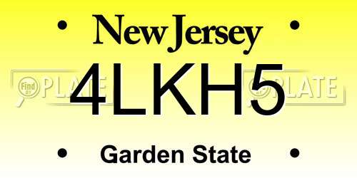 4LKH5 New Jersey License Plate