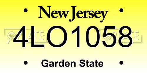 4LO1058 New Jersey License Plate