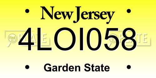 4LOI058 New Jersey License Plate