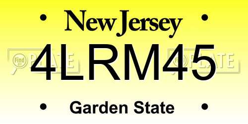 4LRM45 New Jersey License Plate