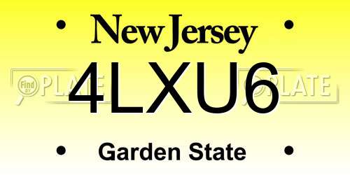 4LXU6 New Jersey License Plate