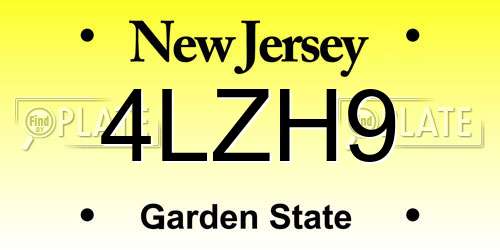 4LZH9 New Jersey License Plate