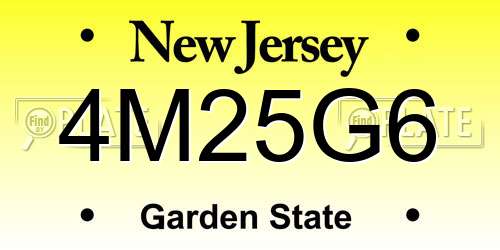 4M25G6 New Jersey License Plate