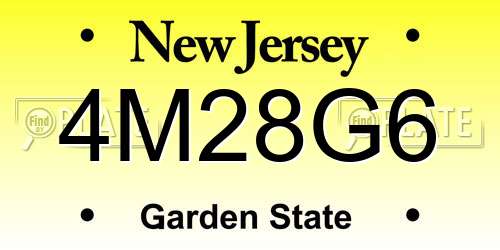 4M28G6 New Jersey License Plate