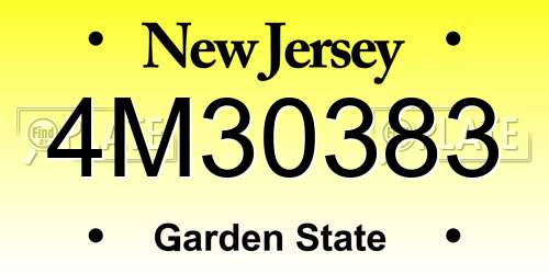 4M30383 New Jersey License Plate