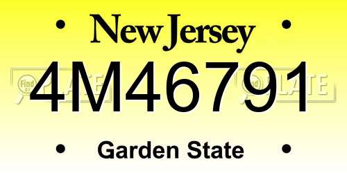 4M46791 New Jersey License Plate