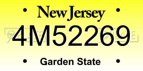 4M52269 New Jersey License Plate