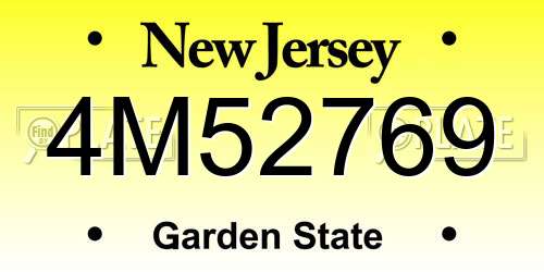 4M52769 New Jersey License Plate