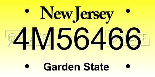 4M56466 New Jersey License Plate