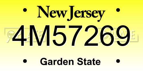 4M57269 New Jersey License Plate