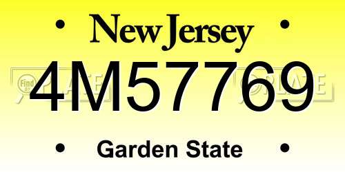 4M57769 New Jersey License Plate