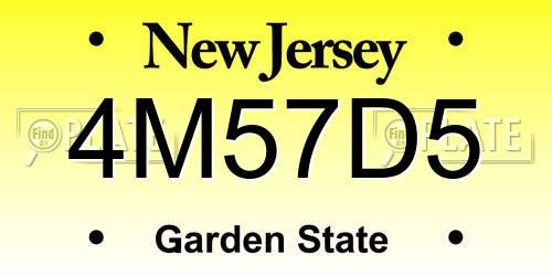 4M57D5 New Jersey License Plate