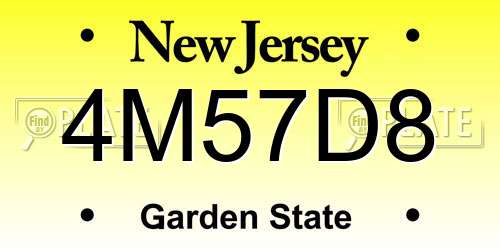 4M57D8 New Jersey License Plate