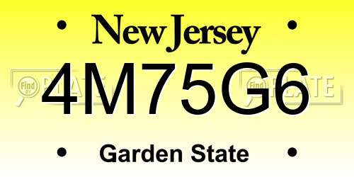 4M75G6 New Jersey License Plate