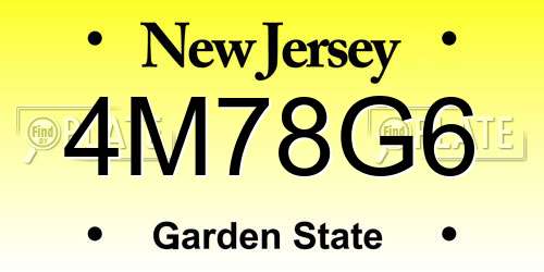 4M78G6 New Jersey License Plate