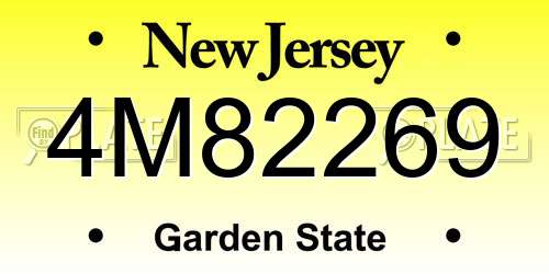 4M82269 New Jersey License Plate