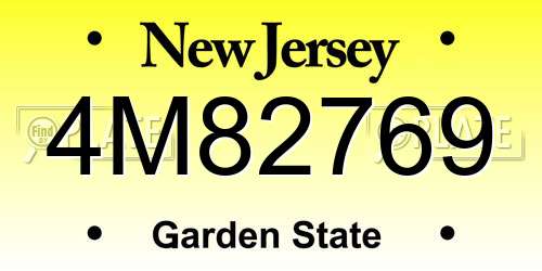 4M82769 New Jersey License Plate