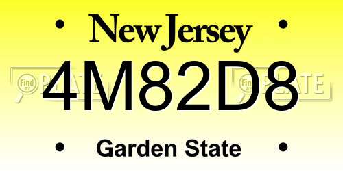 4M82D8 New Jersey License Plate
