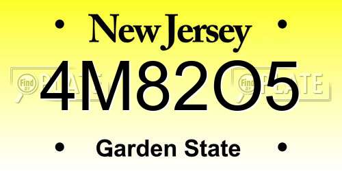 4M82O5 New Jersey License Plate