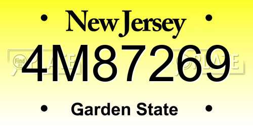 4M87269 New Jersey License Plate