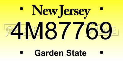 4M87769 New Jersey License Plate