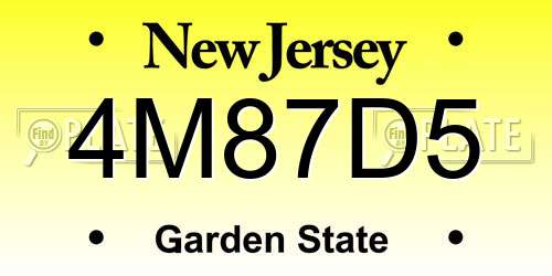 4M87D5 New Jersey License Plate