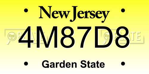 4M87D8 New Jersey License Plate
