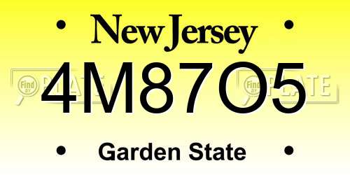 4M87O5 New Jersey License Plate