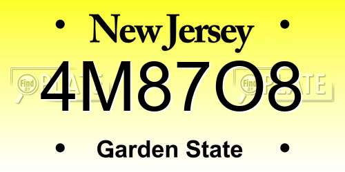 4M87O8 New Jersey License Plate