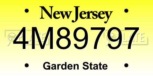 4M89797 New Jersey License Plate
