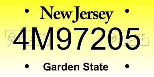 4M97205 New Jersey License Plate