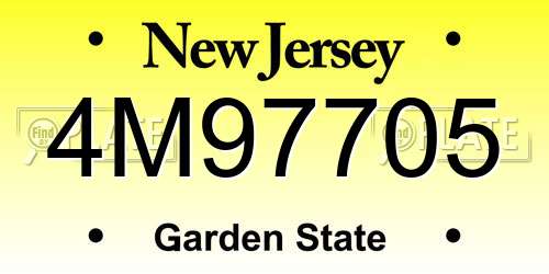 4M97705 New Jersey License Plate