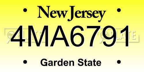 4MA6791 New Jersey License Plate