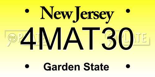 4MAT30 New Jersey License Plate