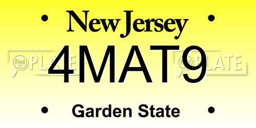 4MAT9 New Jersey License Plate