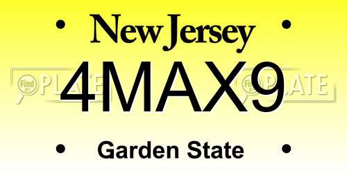 4MAX9 New Jersey License Plate