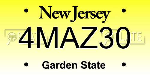 4MAZ30 New Jersey License Plate