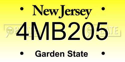 4MB205 New Jersey License Plate