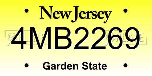 4MB2269 New Jersey License Plate